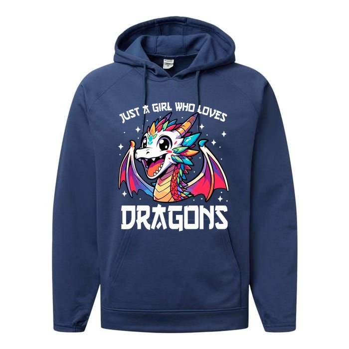 Just A Girl Who Loves Dragons Anime Lover Girl Performance Fleece Hoodie