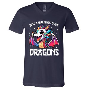 Just A Girl Who Loves Dragons Anime Lover Girl V-Neck T-Shirt