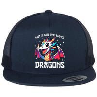 Just A Girl Who Loves Dragons Anime Lover Girl Flat Bill Trucker Hat