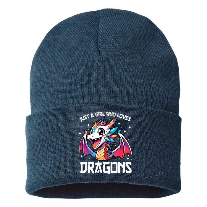 Just A Girl Who Loves Dragons Anime Lover Girl Sustainable Knit Beanie