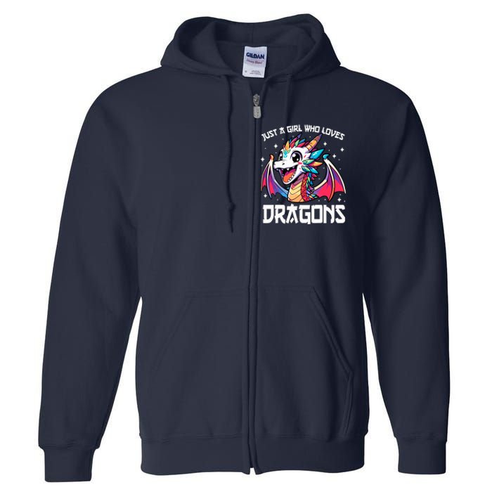 Just A Girl Who Loves Dragons Anime Lover Girl Full Zip Hoodie