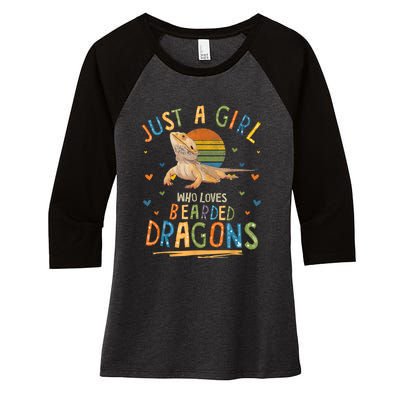 Just A Girl Who Loves Bearded Dragons Women's Tri-Blend 3/4-Sleeve Raglan Shirt