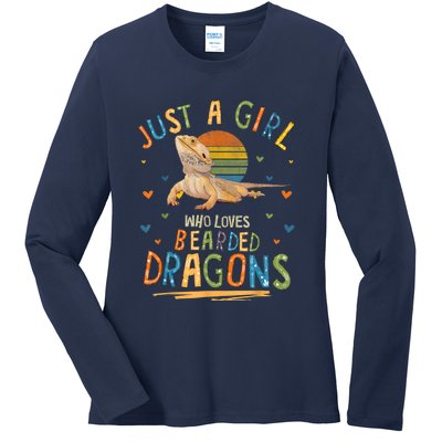 Just A Girl Who Loves Bearded Dragons Ladies Long Sleeve Shirt