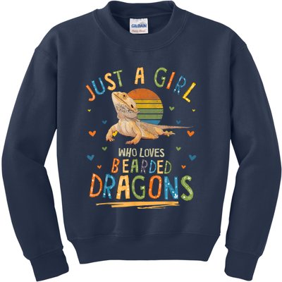 Just A Girl Who Loves Bearded Dragons Kids Sweatshirt