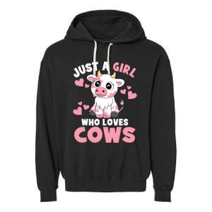 Just A Girl Who Loves Cows Cute Cow Lover Cow Print Garment-Dyed Fleece Hoodie