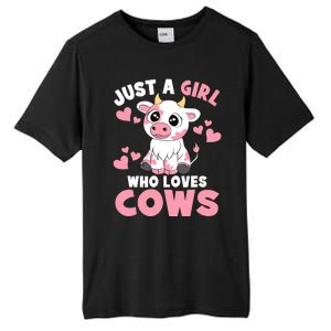 Just A Girl Who Loves Cows Cute Cow Lover Cow Print Tall Fusion ChromaSoft Performance T-Shirt