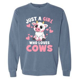 Just A Girl Who Loves Cows Cute Cow Lover Cow Print Garment-Dyed Sweatshirt