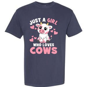 Just A Girl Who Loves Cows Cute Cow Lover Cow Print Garment-Dyed Heavyweight T-Shirt