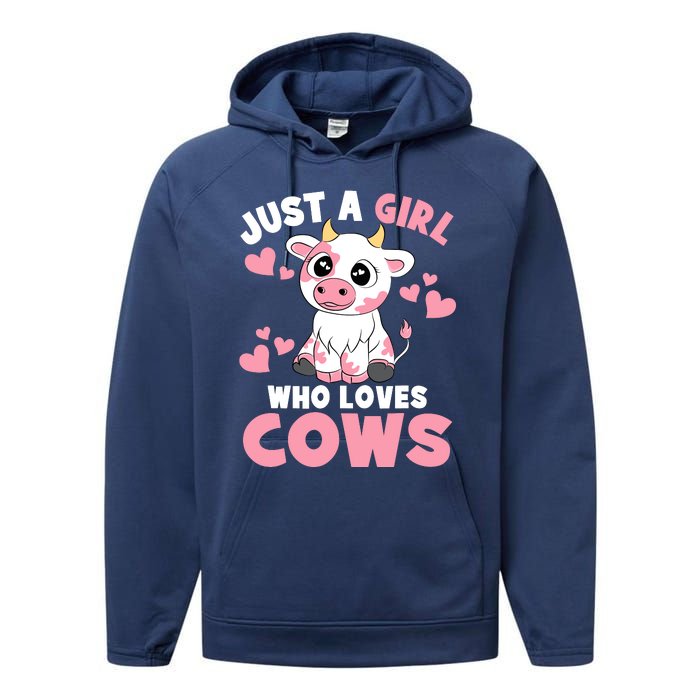 Just A Girl Who Loves Cows Cute Cow Lover Cow Print Performance Fleece Hoodie