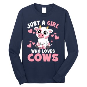 Just A Girl Who Loves Cows Cute Cow Lover Cow Print Long Sleeve Shirt