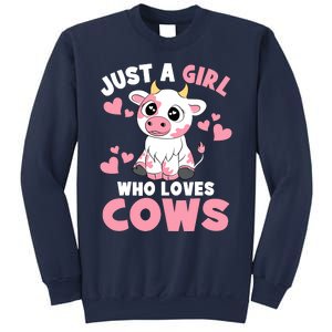 Just A Girl Who Loves Cows Cute Cow Lover Cow Print Sweatshirt