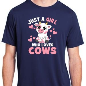 Just A Girl Who Loves Cows Cute Cow Lover Cow Print Adult ChromaSoft Performance T-Shirt