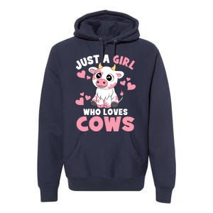 Just A Girl Who Loves Cows Cute Cow Lover Cow Print Premium Hoodie