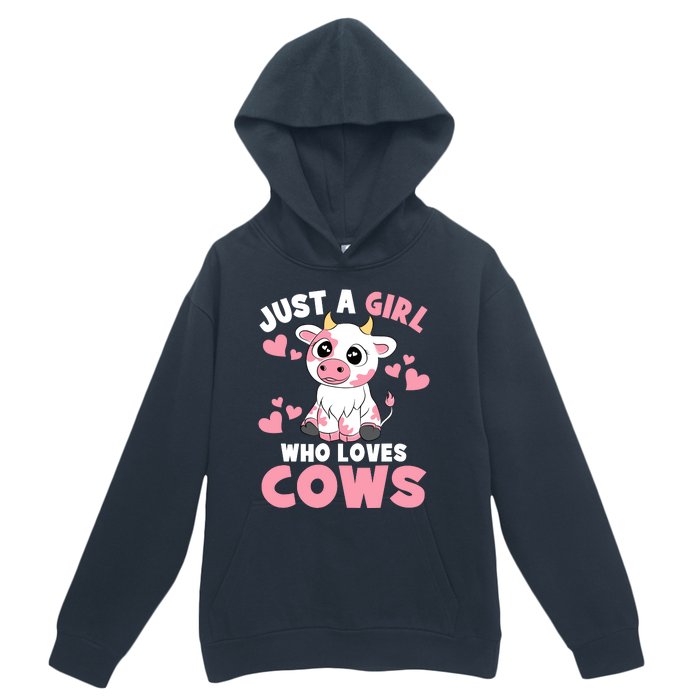 Just A Girl Who Loves Cows Cute Cow Lover Cow Print Urban Pullover Hoodie