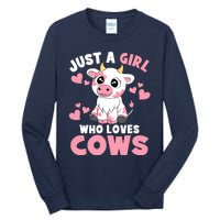 Just A Girl Who Loves Cows Cute Cow Lover Cow Print Tall Long Sleeve T-Shirt