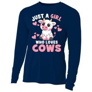 Just A Girl Who Loves Cows Cute Cow Lover Cow Print Cooling Performance Long Sleeve Crew