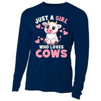 Just A Girl Who Loves Cows Cute Cow Lover Cow Print Cooling Performance Long Sleeve Crew