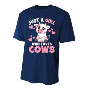 Just A Girl Who Loves Cows Cute Cow Lover Cow Print Performance Sprint T-Shirt