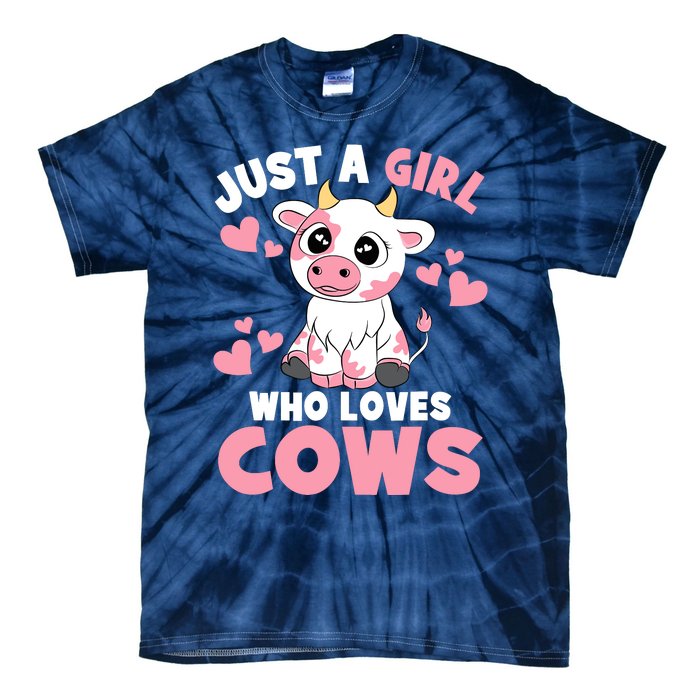 Just A Girl Who Loves Cows Cute Cow Lover Cow Print Tie-Dye T-Shirt