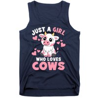 Just A Girl Who Loves Cows Cute Cow Lover Cow Print Tank Top