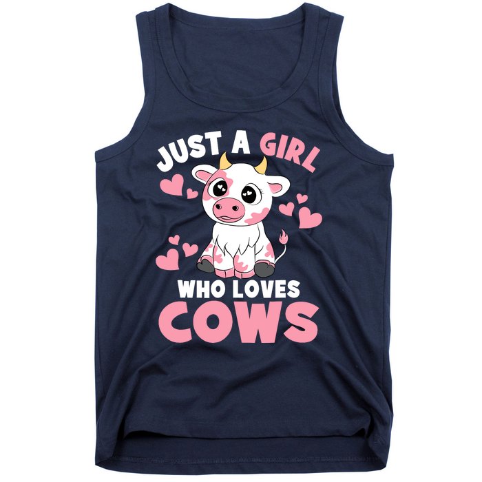 Just A Girl Who Loves Cows Cute Cow Lover Cow Print Tank Top