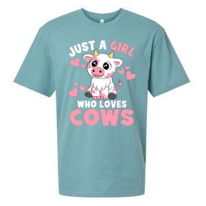 Just A Girl Who Loves Cows Cute Cow Lover Cow Print Sueded Cloud Jersey T-Shirt