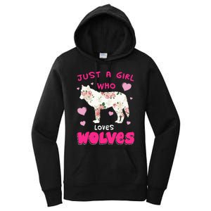 Just A Girl Who Loves Wolves Funny Wolf Doglike Lover Outfit Women's Pullover Hoodie