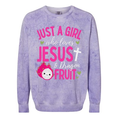 Just A Girl Who Loves Jesus And Dragon Fruit Christian Kawai Colorblast Crewneck Sweatshirt