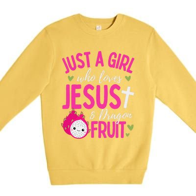 Just A Girl Who Loves Jesus And Dragon Fruit Christian Kawai Premium Crewneck Sweatshirt