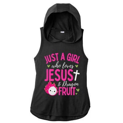 Just A Girl Who Loves Jesus And Dragon Fruit Christian Kawai Ladies PosiCharge Tri-Blend Wicking Draft Hoodie Tank