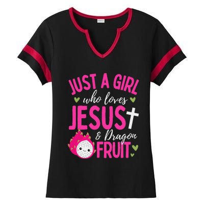 Just A Girl Who Loves Jesus And Dragon Fruit Christian Kawai Ladies Halftime Notch Neck Tee