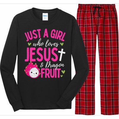 Just A Girl Who Loves Jesus And Dragon Fruit Christian Kawai Long Sleeve Pajama Set