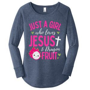 Just A Girl Who Loves Jesus And Dragon Fruit Christian Kawai Women's Perfect Tri Tunic Long Sleeve Shirt