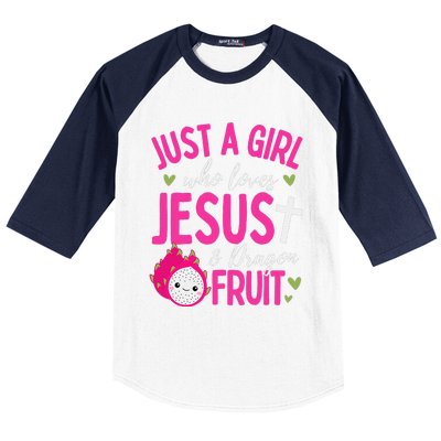 Just A Girl Who Loves Jesus And Dragon Fruit Christian Kawai Baseball Sleeve Shirt