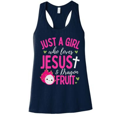 Just A Girl Who Loves Jesus And Dragon Fruit Christian Kawai Women's Racerback Tank