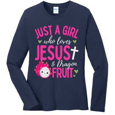 Just A Girl Who Loves Jesus And Dragon Fruit Christian Kawai Ladies Long Sleeve Shirt