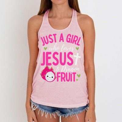 Just A Girl Who Loves Jesus And Dragon Fruit Christian Kawai Women's Knotted Racerback Tank