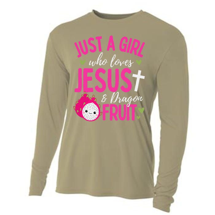 Just A Girl Who Loves Jesus And Dragon Fruit Christian Kawai Cooling Performance Long Sleeve Crew