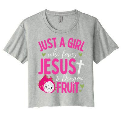 Just A Girl Who Loves Jesus And Dragon Fruit Christian Kawai Women's Crop Top Tee