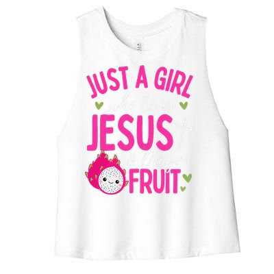 Just A Girl Who Loves Jesus And Dragon Fruit Christian Kawai Women's Racerback Cropped Tank