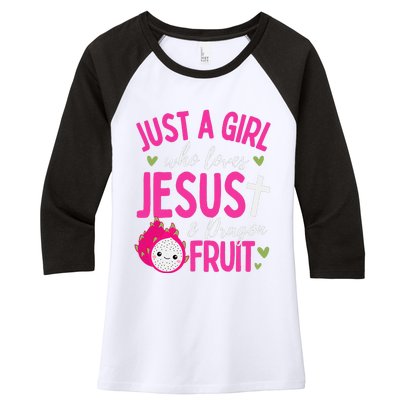 Just A Girl Who Loves Jesus And Dragon Fruit Christian Kawai Women's Tri-Blend 3/4-Sleeve Raglan Shirt