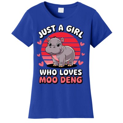 Just A Girl Who Loves Moo Deng Cute Baby Hippo Women's T-Shirt