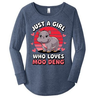 Just A Girl Who Loves Moo Deng Cute Baby Hippo Women's Perfect Tri Tunic Long Sleeve Shirt