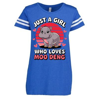 Just A Girl Who Loves Moo Deng Cute Baby Hippo Enza Ladies Jersey Football T-Shirt