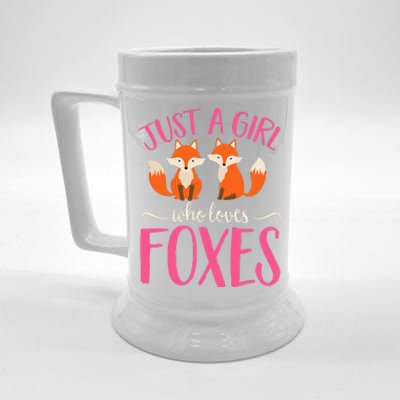 Just A Girl Who Loves Foxes Animal Lover Cute Fox Beer Stein