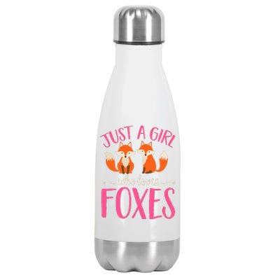 Just A Girl Who Loves Foxes Animal Lover Cute Fox Stainless Steel Insulated Water Bottle