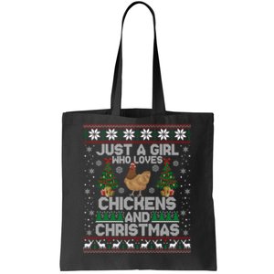 Just A Girl Who Loves Christmas And Chicken Ugly Gift Tote Bag