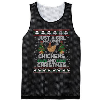 Just A Girl Who Loves Christmas And Chicken Ugly Gift Mesh Reversible Basketball Jersey Tank