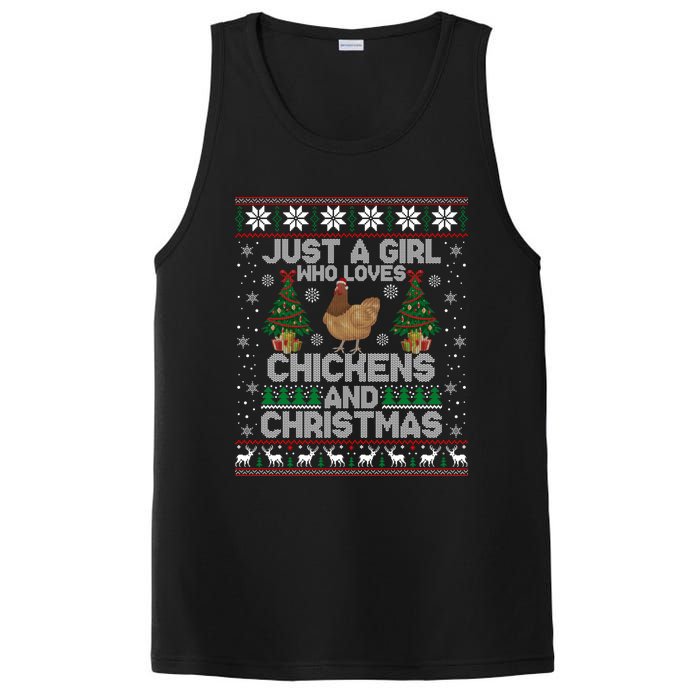 Just A Girl Who Loves Christmas And Chicken Ugly Gift PosiCharge Competitor Tank