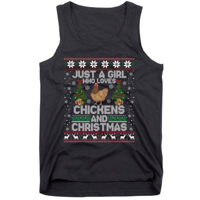 Just A Girl Who Loves Christmas And Chicken Ugly Gift Tank Top